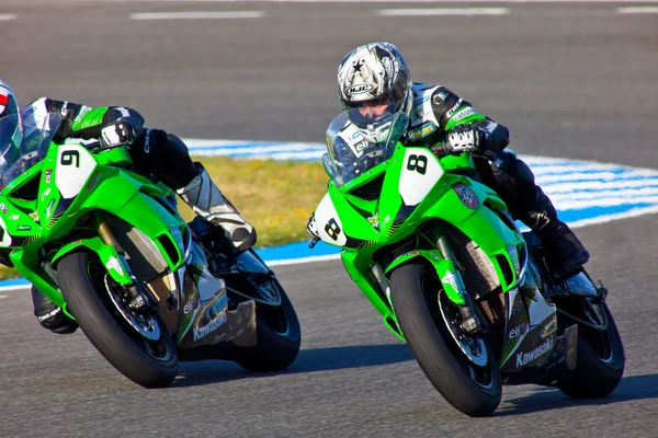 Araujo (8) e Cruz (9) piloti della Kawasaki Ninja Cup — Foto Stock