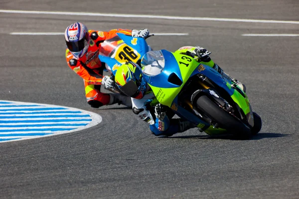 Moto2 pilotní renaud binoche a juan david lopez — Stock fotografie