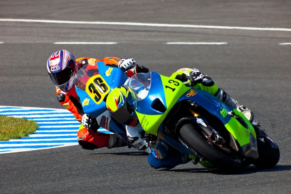 Moto2 pilot Renaud Binoche and Juan David Lopez — Stock Photo, Image