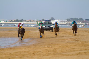 Horse race on Sanlucar of Barrameda, Spain, August 2011 clipart