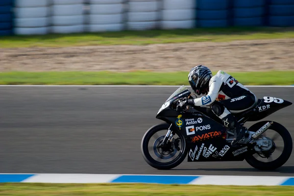 Piloto de motociclismo de 125cc no campeonato espanhol de ve — Fotografia de Stock
