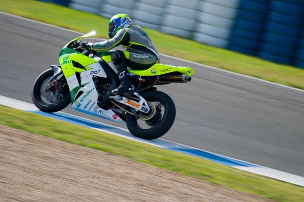 Pilota di motociclismo di Formula Extreme nel campione spagnolo — Foto Stock