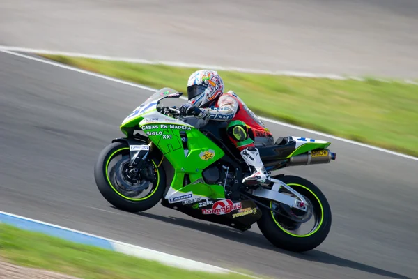 Piloto de motociclismo de Supersport en el campeonato de España — Foto de Stock