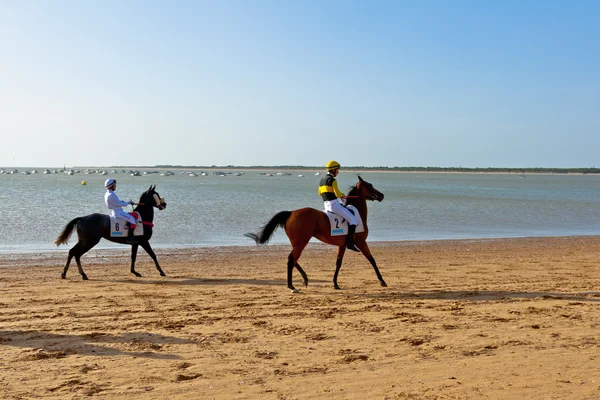 Hästkapplöpning på sanlucar barrameda, spain, augusti 2011 — Stockfoto