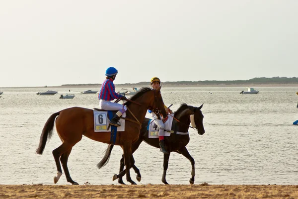 Hästkapplöpning på sanlucar barrameda, spain, augusti 2011 — Stockfoto