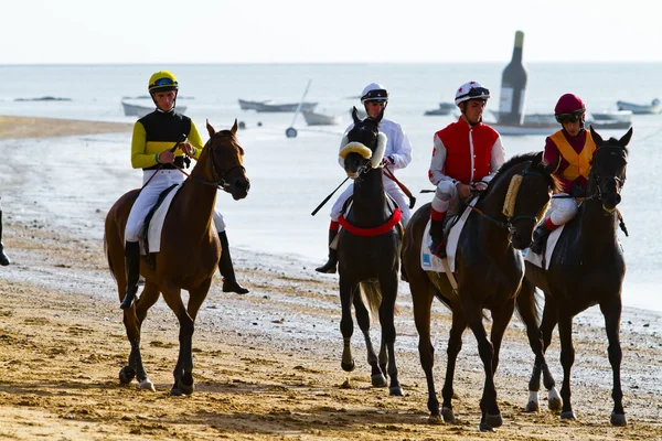 stock image Horse race on Sanlucar of Barrameda, Spain, August 2011