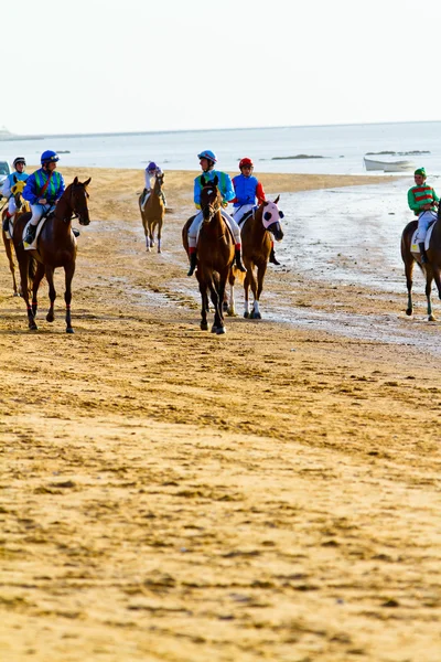 Hästkapplöpning på sanlucar barrameda, spain, augusti 2011 — Stockfoto