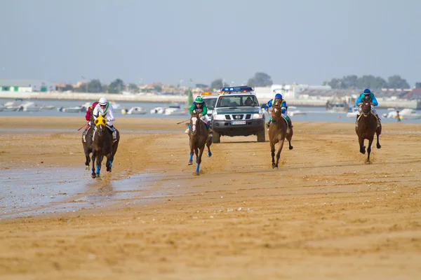 Horse race op sanlucar de barrameda, Spanje, augustus 2011 — Stockfoto
