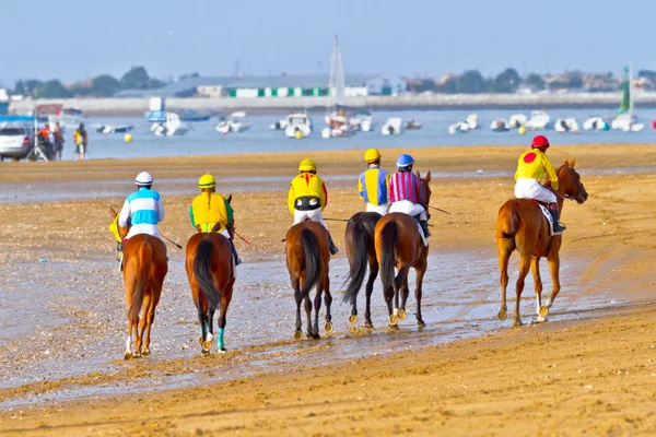 Hästkapplöpning på sanlucar barrameda, spain, augusti 2011 — Stockfoto