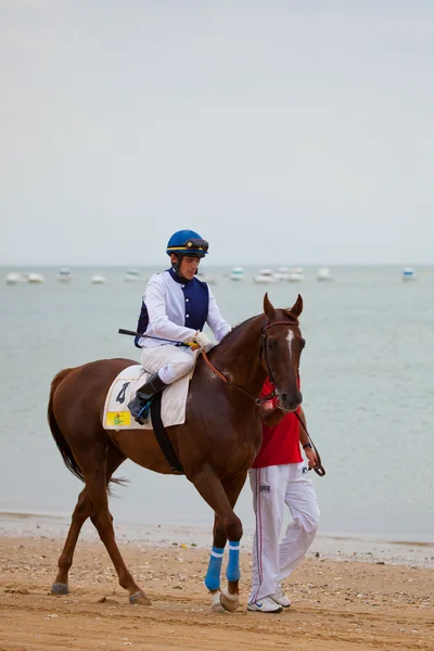 Course de chevaux sur Sanlucar de Barrameda, Espagne, août 2010 — Photo