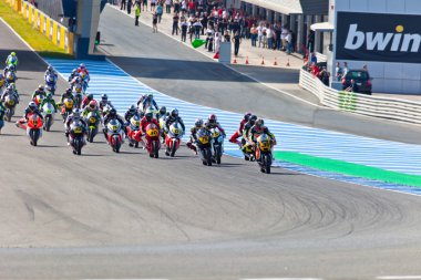 Begin of the race of Moto2 of the CEV Championship clipart