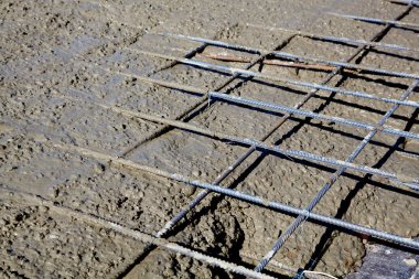 Rebar grids during concreting clipart