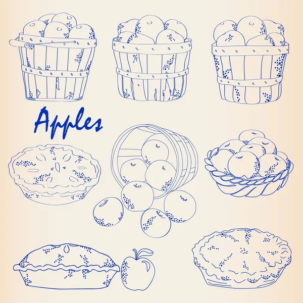 Conjunto de ícones de maçãs desenhadas à mão — Vetor de Stock