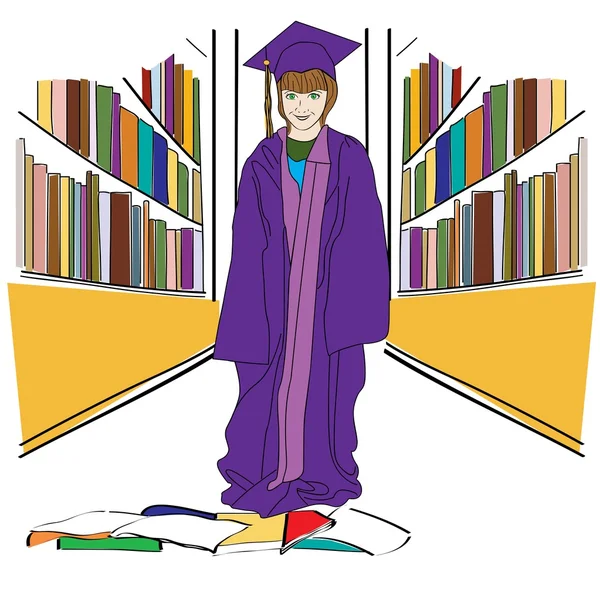 Graduação na Biblioteca —  Vetores de Stock