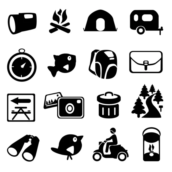 Icônes de randonnée Camping — Image vectorielle