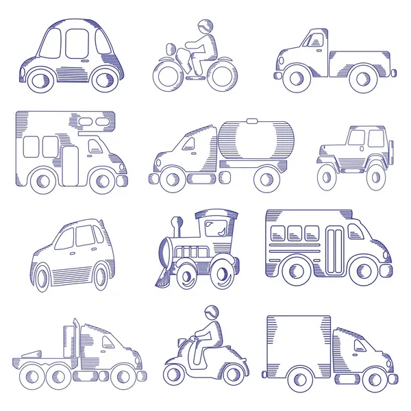 Esquisse des icônes du transport — Image vectorielle