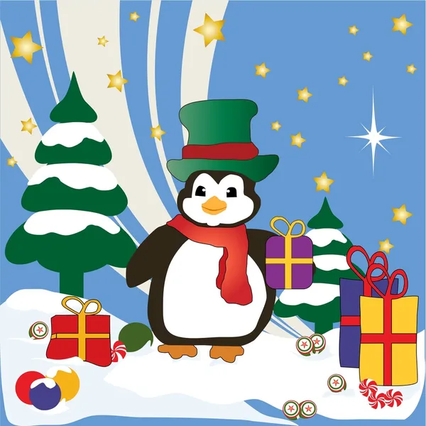 Christmas Penguin — Stock Vector
