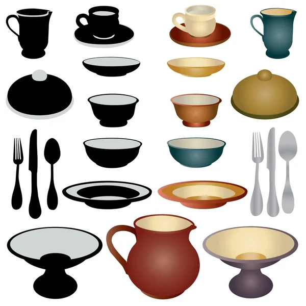 Dinnerware Icons — Stock Illustration Dinnerware Icons Vector Graphics