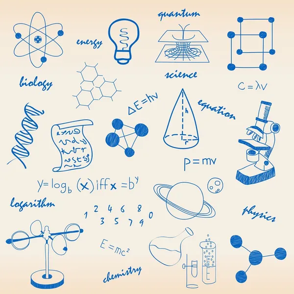 Handgezeichnete Ikonen der Wissenschaft — Stockvektor