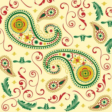 Beautiful Christmas Paisley Design in Cream