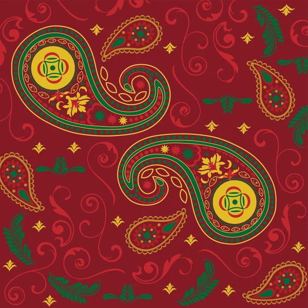 Beautiful Christmas Paisley Design in Red — Stock Vector