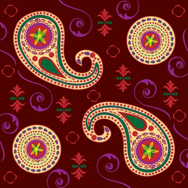Rich Paisley Design a Maroon — Vettoriale Stock