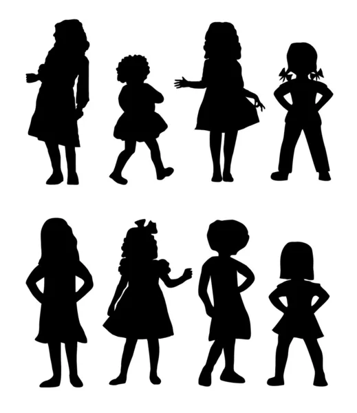 Jeunes filles Silhouettes — Image vectorielle