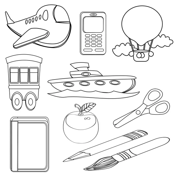 Coloring Book Icons Set — Stock Vector