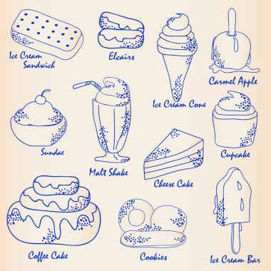 Hand Drawn Desserts Icon Set clipart