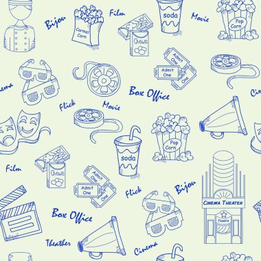 Hand Drawn Seamless Movies Icons clipart