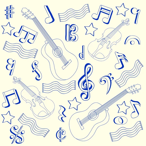 Ensemble d'icônes de notes de musique dessinées — Image vectorielle