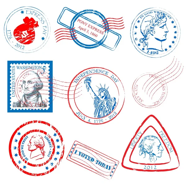 stock vector Historical Stamp Collection Set