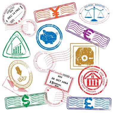 Finance Stamps Icon Set clipart