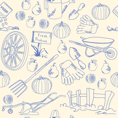 Hand Drawn Seamless Garden Icon Set clipart