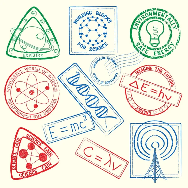 Série de timbres scientifiques — Image vectorielle