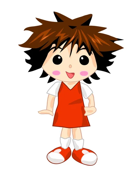 École fille en robe uniforme rouge — Image vectorielle