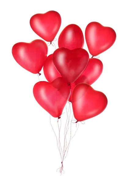 Grup kırmızı Kalp balonlar — Stok fotoğraf