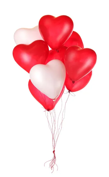 Skupina červené srdce balónky — Stock fotografie