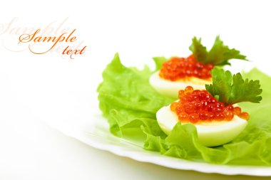 Eggs with red caviar clipart