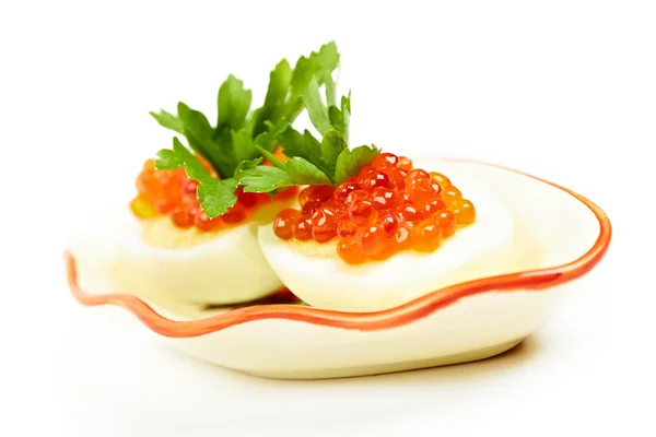 Ovos com caviar vermelho — Fotografia de Stock