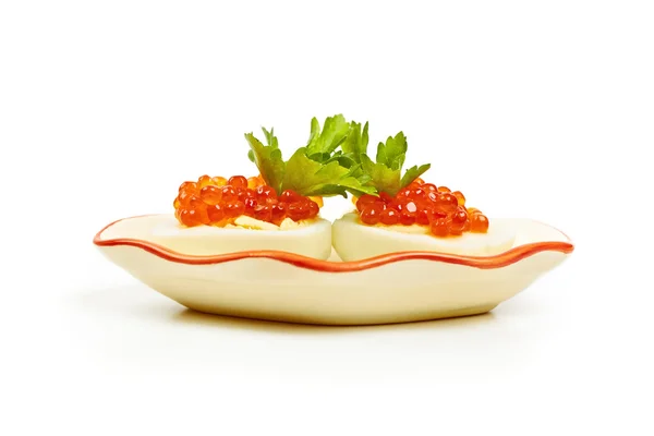 Ovos com caviar vermelho — Fotografia de Stock