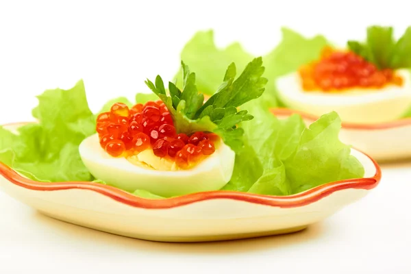 stock image Eggs with red caviar