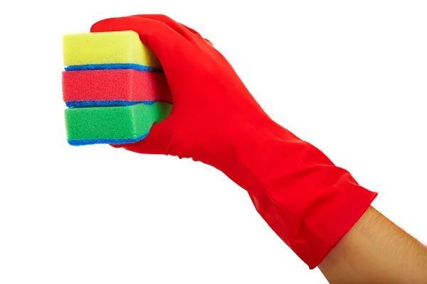 Hand in rubberen handschoen — Stockfoto