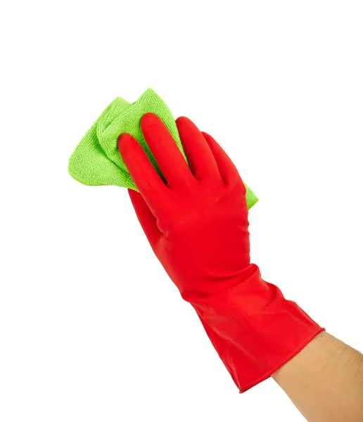 Hand in rubberen handschoen — Stockfoto