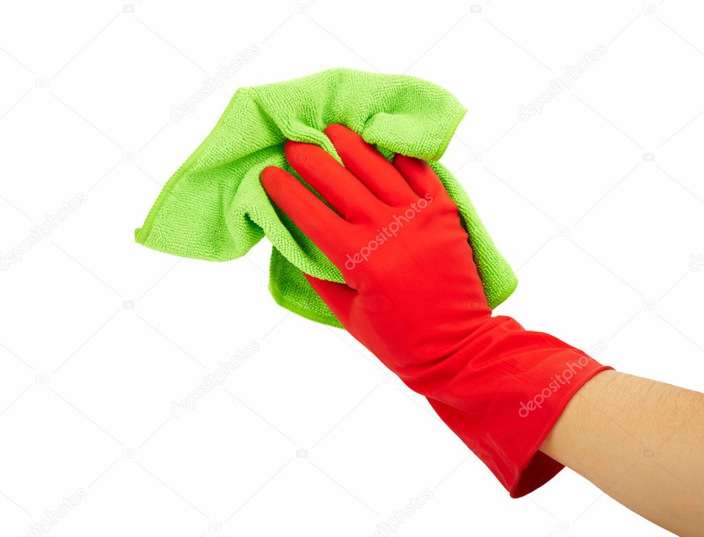 Hand in rubber glove