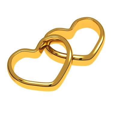 Wedding rings in the shape of hearts clipart