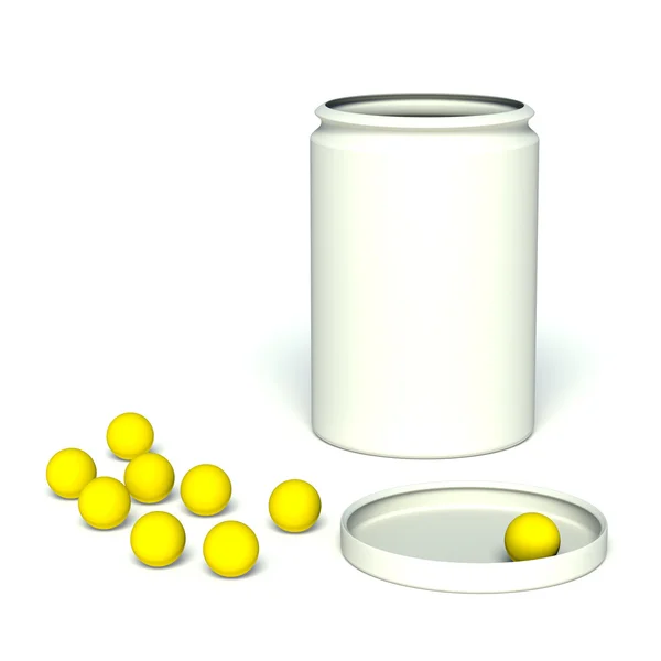 Vaso con il coperchio aperto con vitamine — Foto Stock