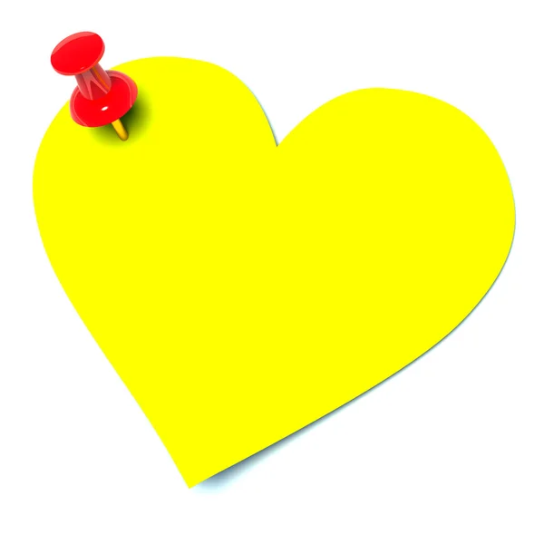 Gele sticker in de vorm van hart — Stockfoto