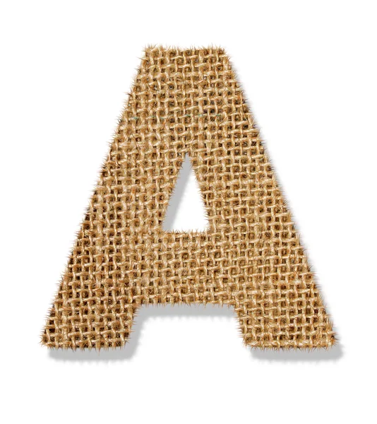 The letter "A" is made of coarse cloth. — Stock Photo, Image