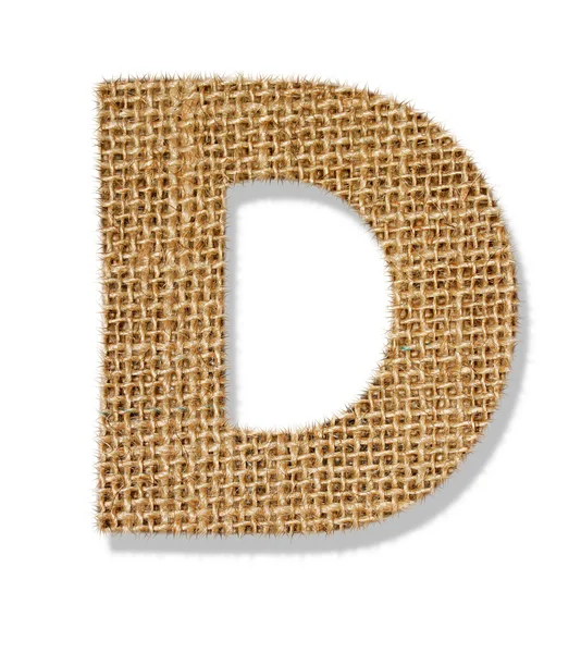 De letter "d" is gemaakt van grof doek. — Stockfoto